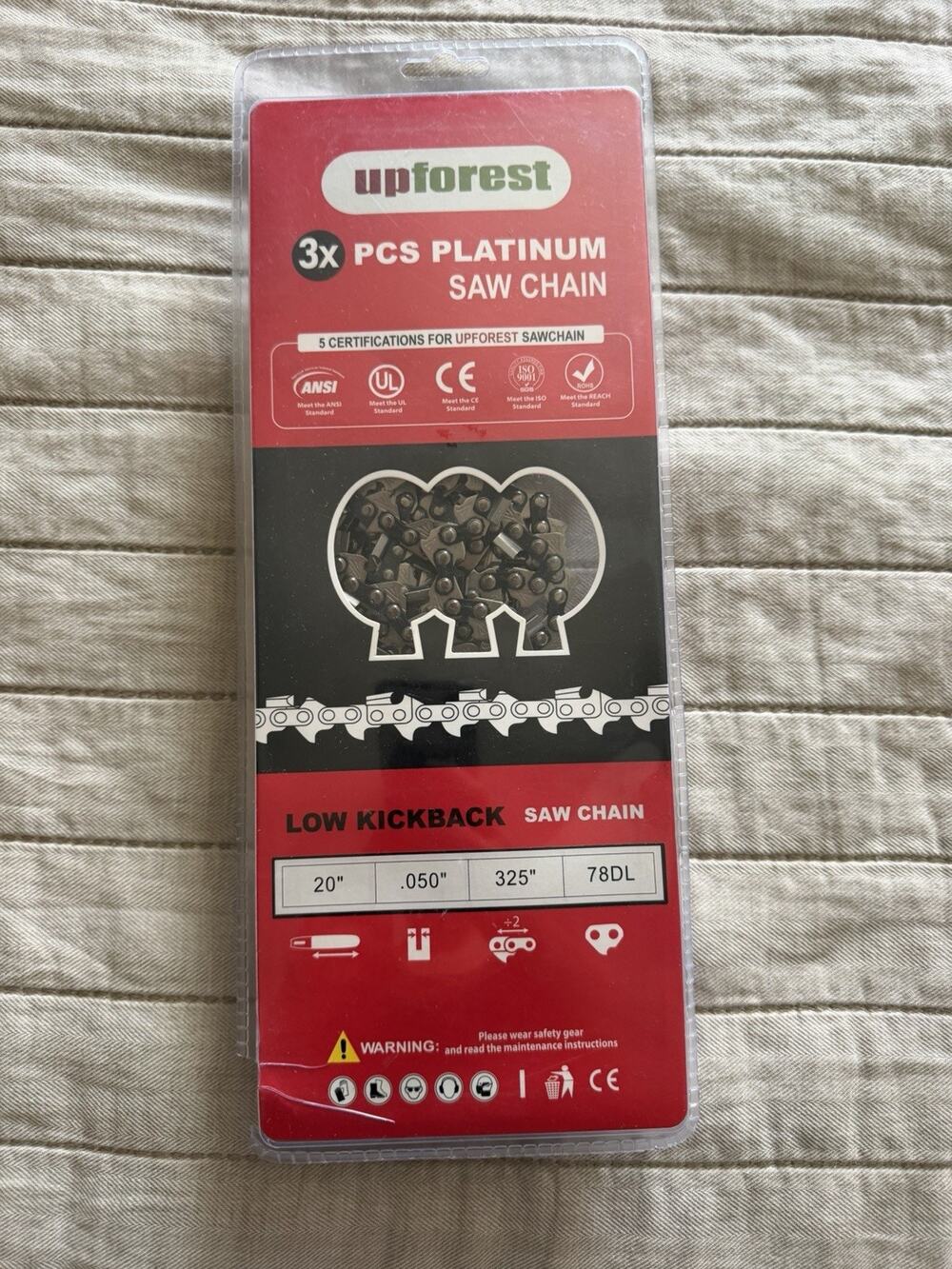 Upforest 3 Pcs Platinum 20" Saw Chain Low Kickback Certified New damaged box